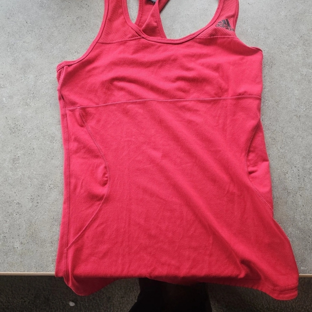 Adidas Pink Fitted Tank Top Moisture-Wicking